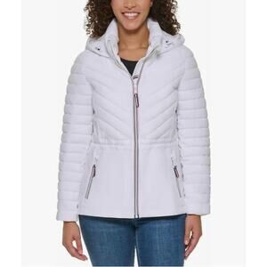 Tommy Hilfiger Women's Size Small Puffer Lightweight Hooded Stretch Jacket with